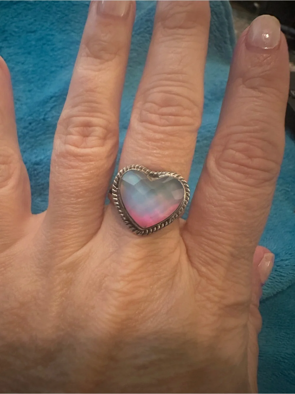 Sterling Silver Heart Rainbow Ring
